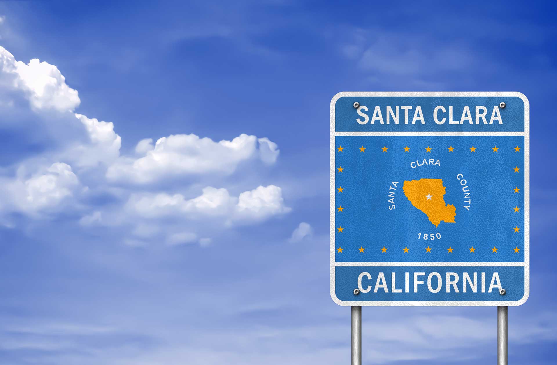 State Highway Entering Santa Clara Sign